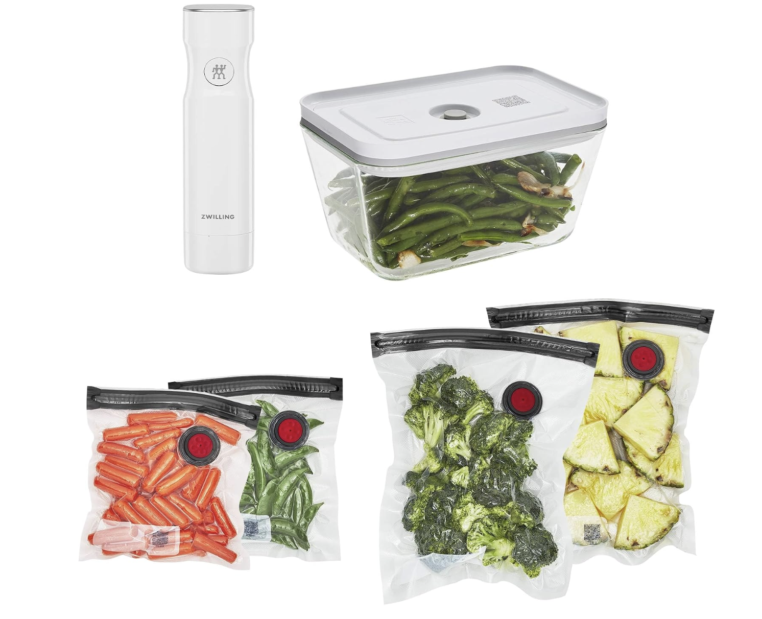 ZWILLING Fresh & Save Vacuum Sealer Machine Starter Set, 6 Piece BPA-Free Sous Vide, Meal Prep Container Set - Glass