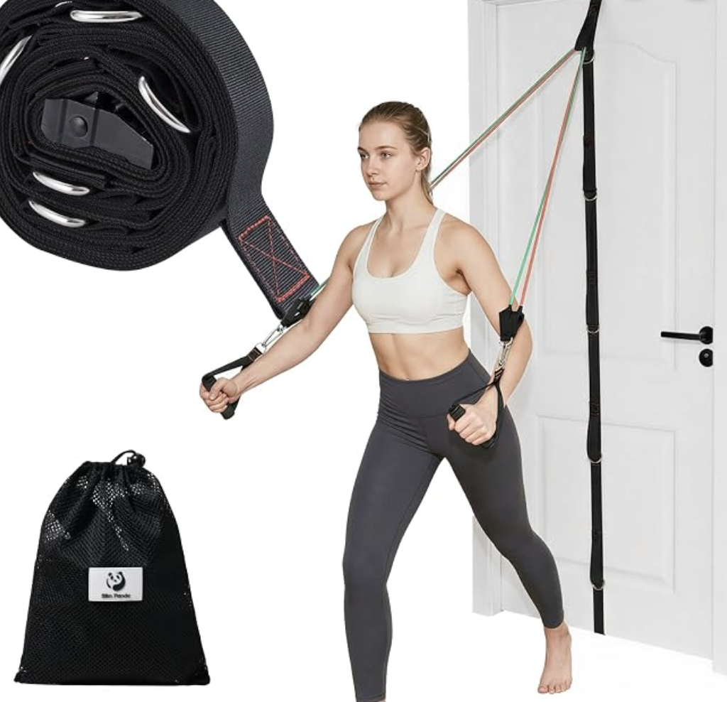 Slim Panda Resistance Bands Set, Workout Tube Stackable to 150 Lbs, with Handles, Door Anchors and Ankle Straps for Indoor and Outdoor Workouts, Fitness, Strength, Home Gym, Suspension