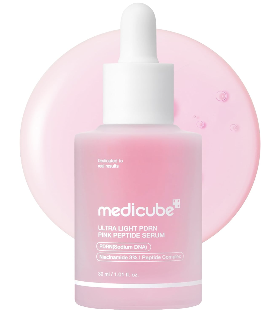 medicube PDRN Pink Peptide Serum with Salmon DNA | Ultra Light Hydrating Serum with Hyaluronic Acid | Fast-Absorbing Glow Care for Skin Clarity | Korean Skincare, 1.01 fl. Oz 30ml