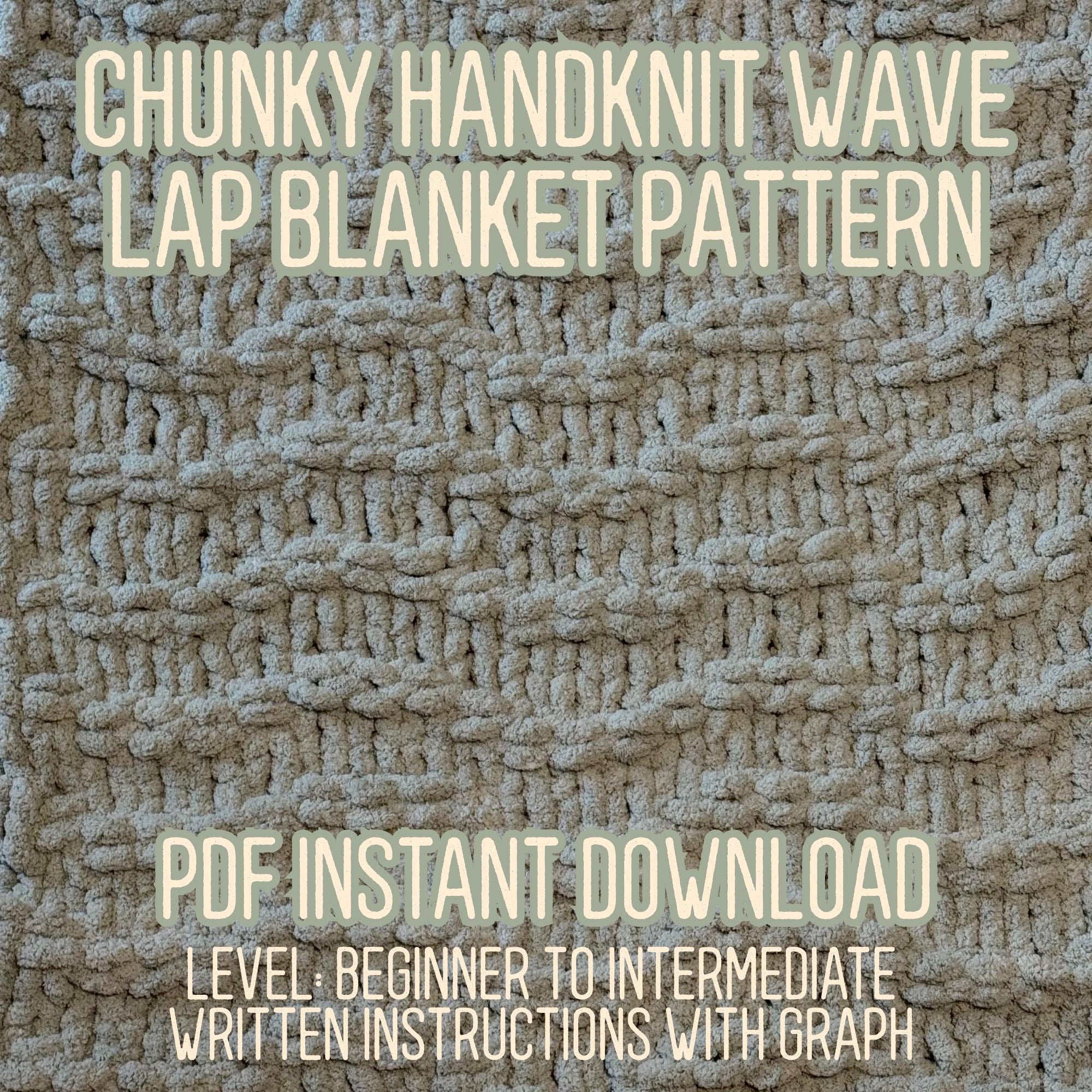 Chunky Hand Knit Wave Stitch Lap Blanket Pattern, Loom Pattern PDF file, Instant Download, Tutorial, Beginner to Intermediate, Chenille Yarn