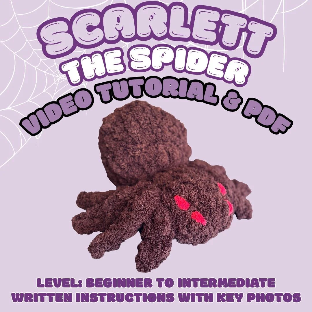 Chunky Knit Spider Plushie Pattern, Hand Knitting Pattern PDF File, Video Tutorial, Stuffie, Intermediate, Jumbo Chenille Yarn, Halloween