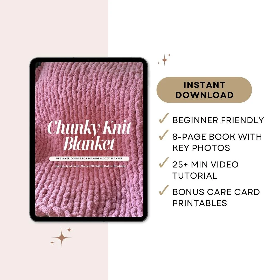 Chunky Knit Throw Blanket Video Tutorial and PDF Book, Hand Knitting Pattern PDF file, Video Tutorial, Beginner Friendly, DIY, Handmade Gift