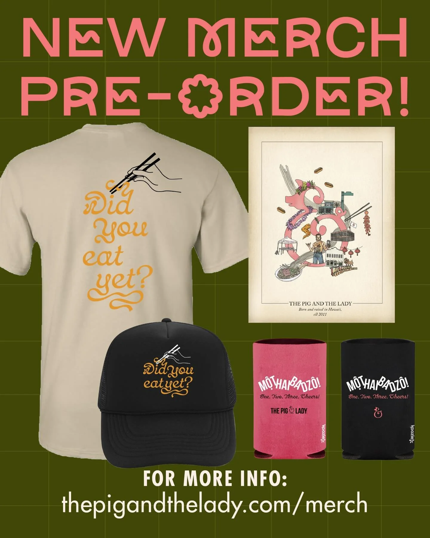 ⚡️New merch drop!⚡️
Snag our custom illustrated print by @laurentrangmar and our &ldquo;Mot! Hai! Ba! Dzo!&rdquo; Koozies. 

Pre-order now for our &ldquo;Did you eat yet?&rdquo; 🍜 T-shirt and trucker hat!

Pick up and shipping will be available star