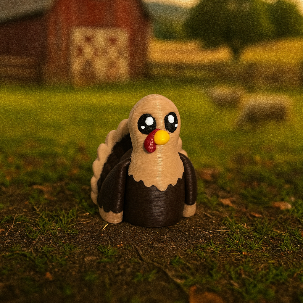 3D printed mini turkey figurine Thanksgiving decor