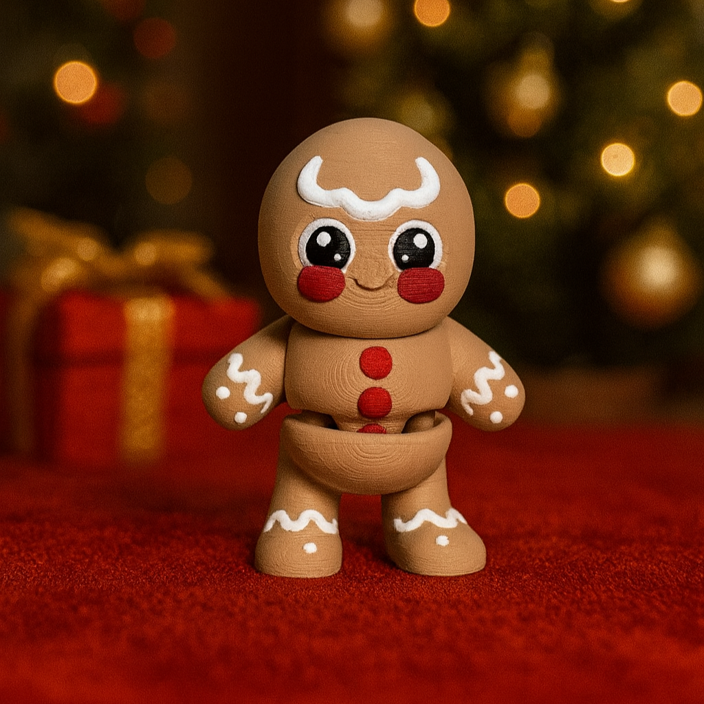 3D printed gingerbread man figurine holiday decor