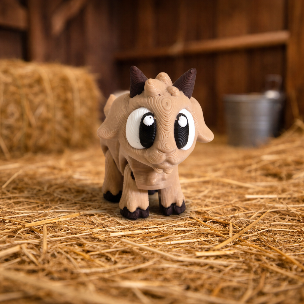 3D Printed Mini Goat Figurine – Cute Farm Animal Figure
