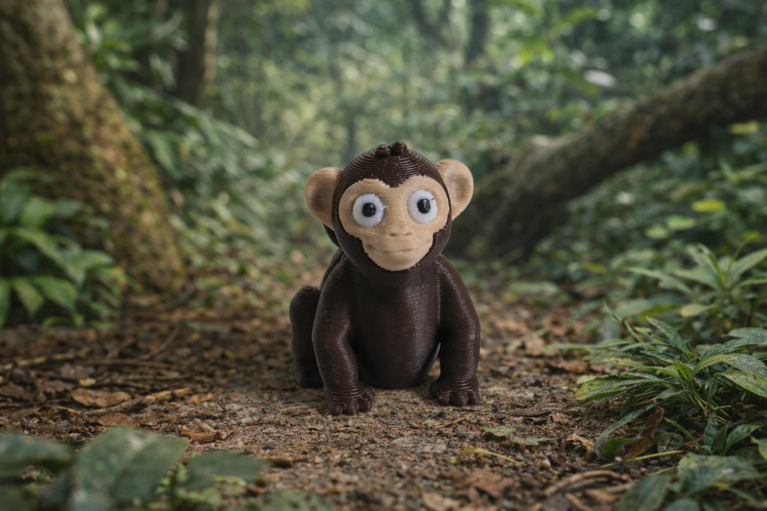 3D Printed Mini Monkey Figurine – Cute Jungle Animal Figure