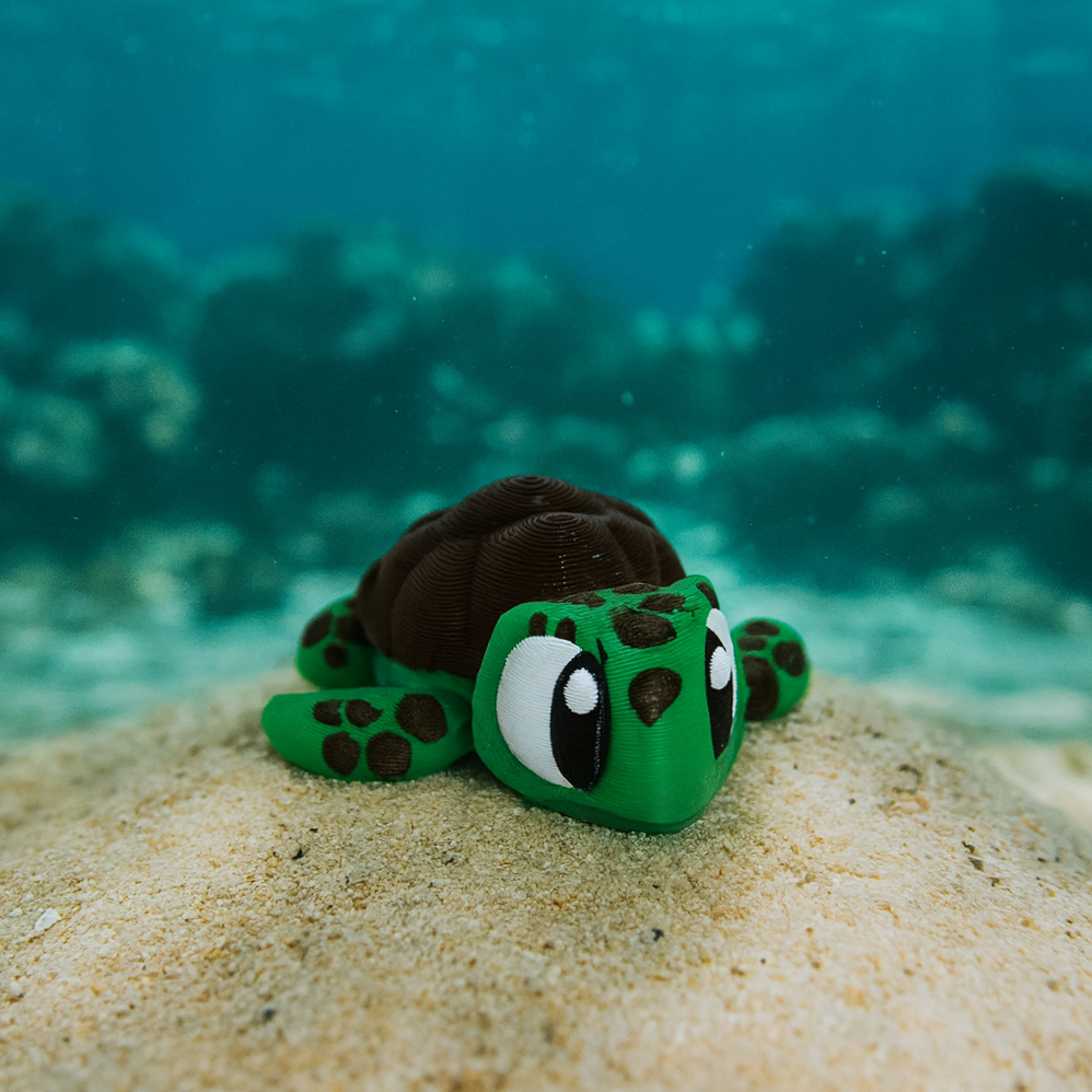 3D printed mini turtle figurine desk decor