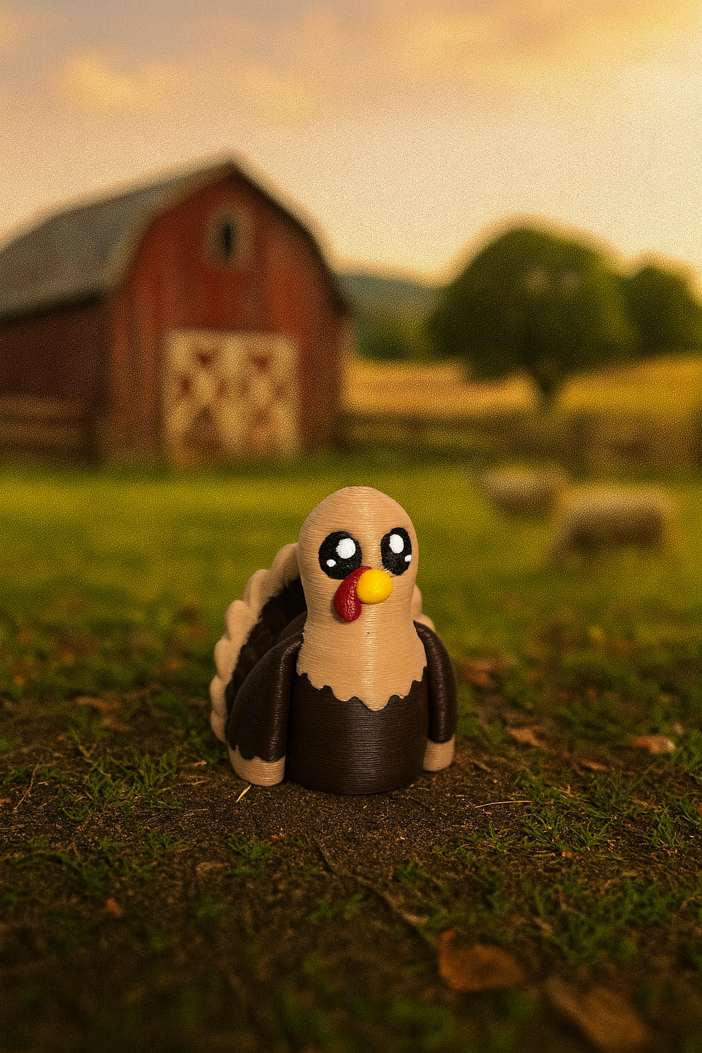 3D Printed Mini Turkey Figurine – Festive Fall Decor