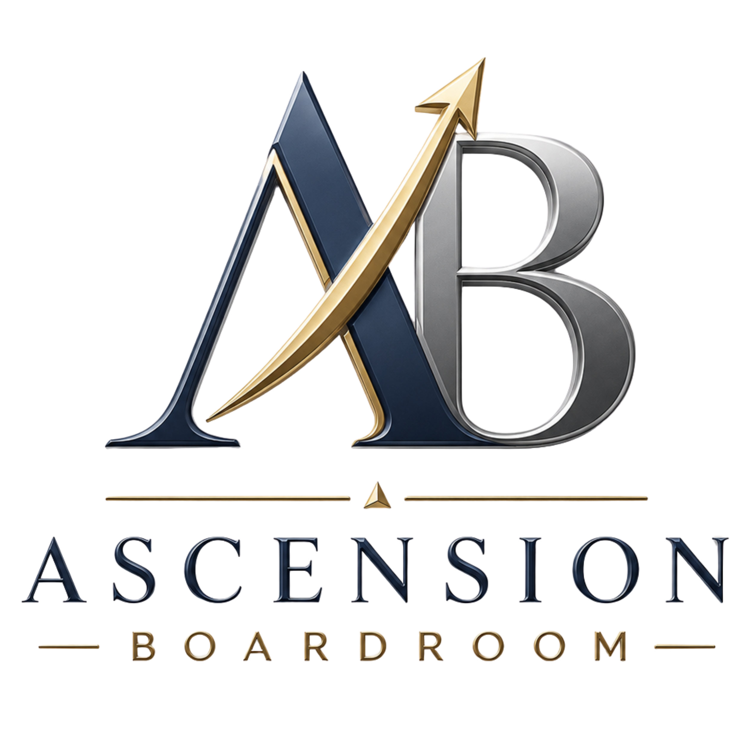 Ascension Boardroom logo with AB monogram, upward gold arrow, and company name.