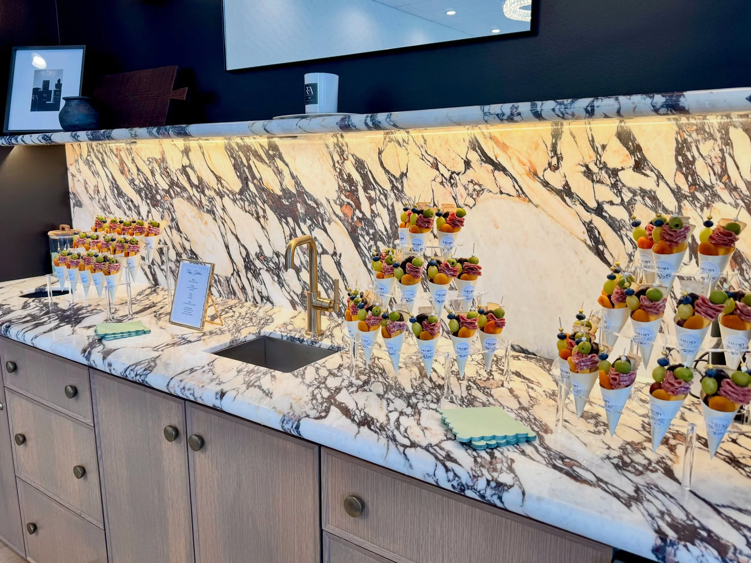 We love catering for the @racquel_aesthetics team&mdash;their events are always top-tier. ✨ This time, we brought the bites to Skin School because what better way to learn all things skincare than with a charcuterie cone in hand? 🧀🍓

Wholesome bite