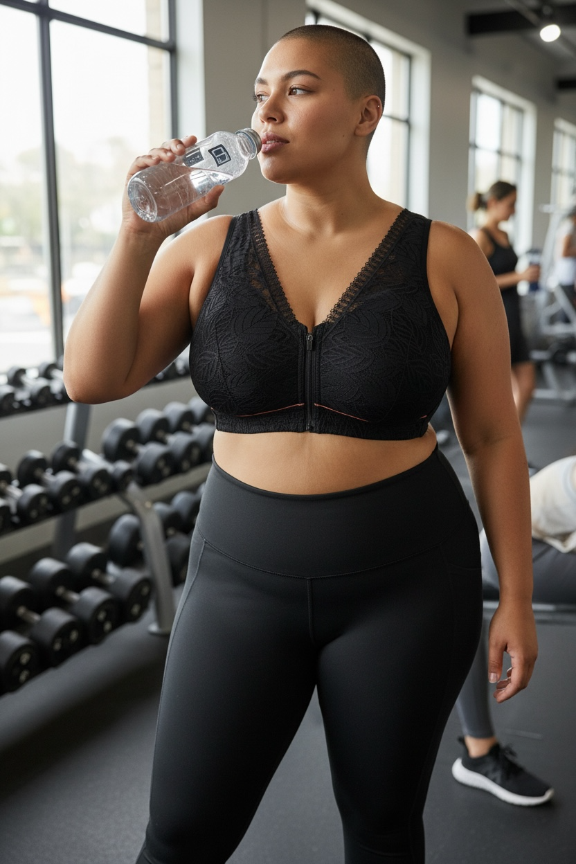 Front Zip Lace Sports Bra - 2XL