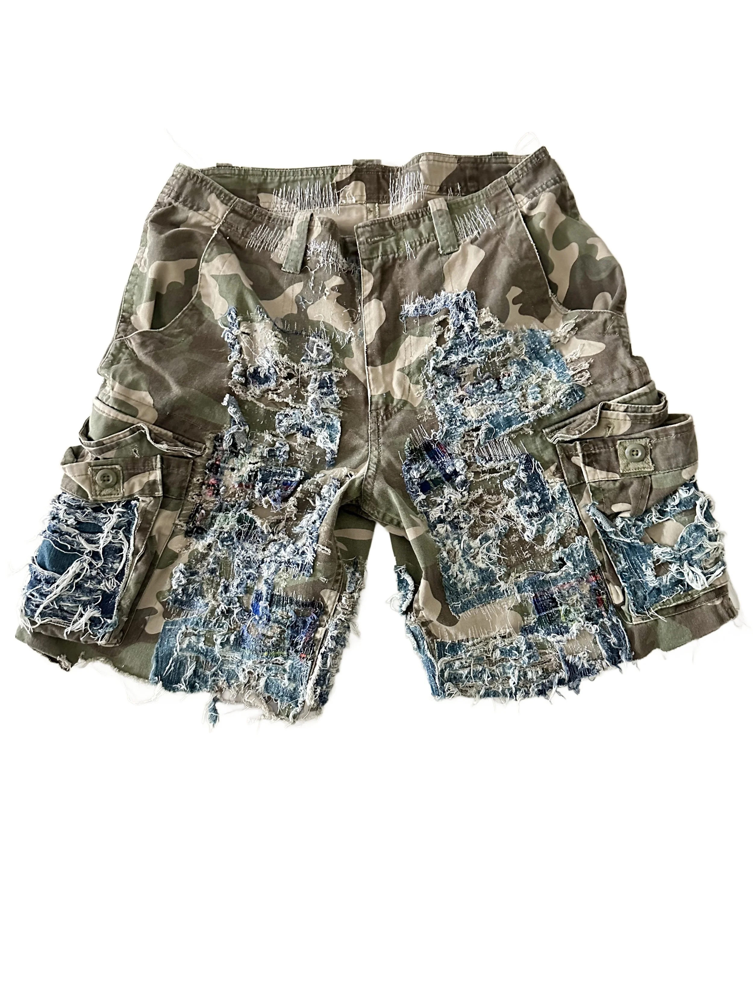 Christo Thrashed Camo Shorts
