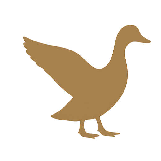 Simple illustration of a brown duck facing right