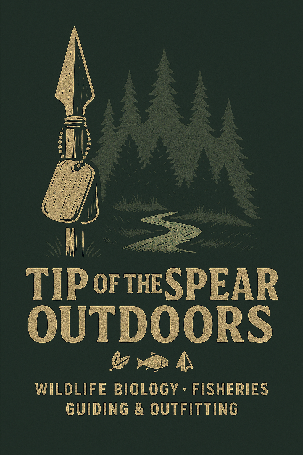 Tip of the Spear Outdoors logo for a Michigan-based, veteran-owned guiding and wildlife services business.