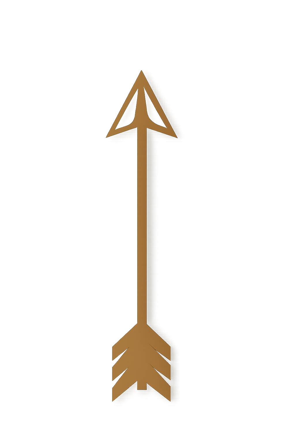 A gold arrow pointing upward and downward with a thin 3D outline on a black background.