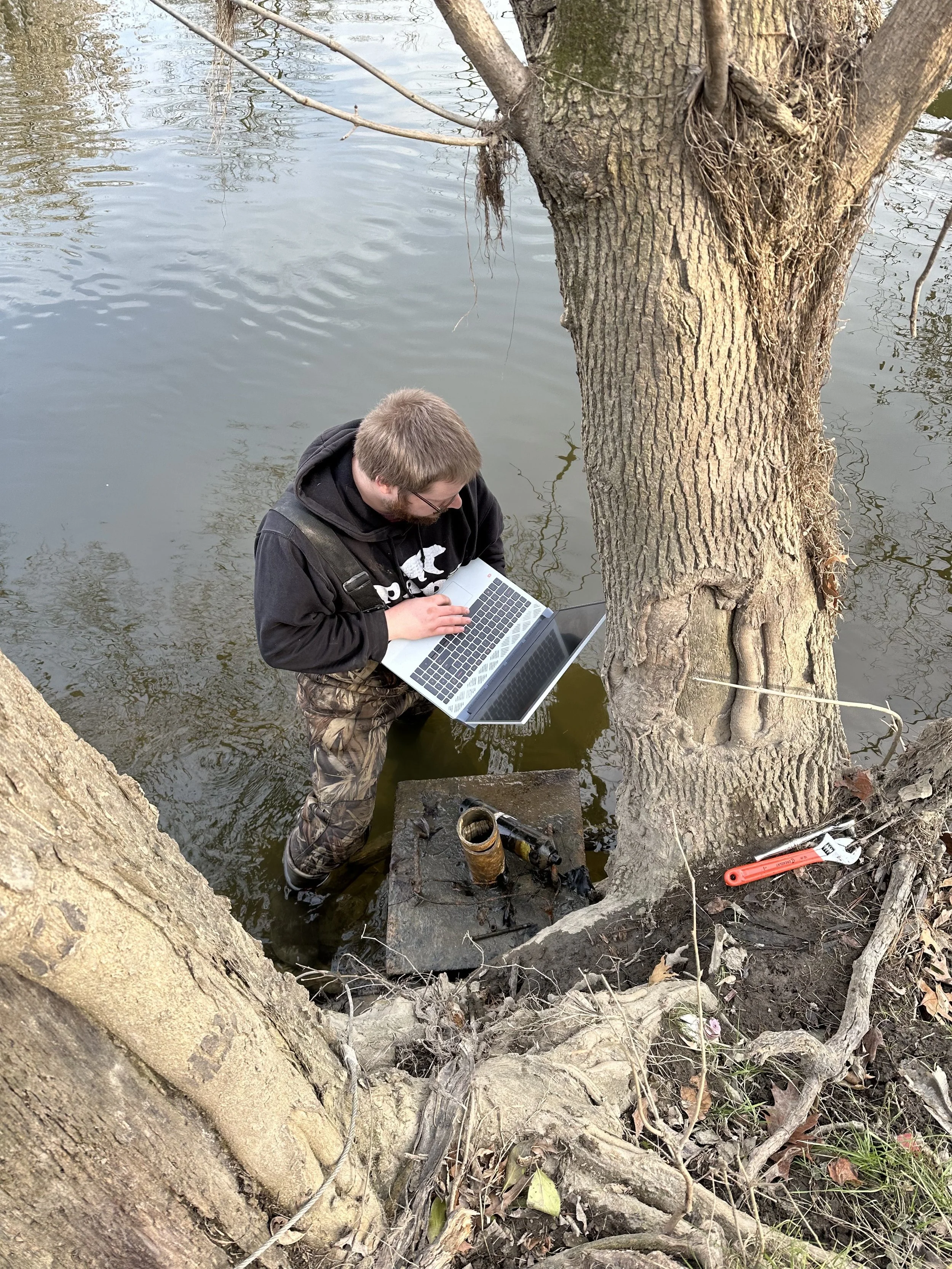 Field-based environmental assessment and problem-solving work conducted in a Michigan river system.