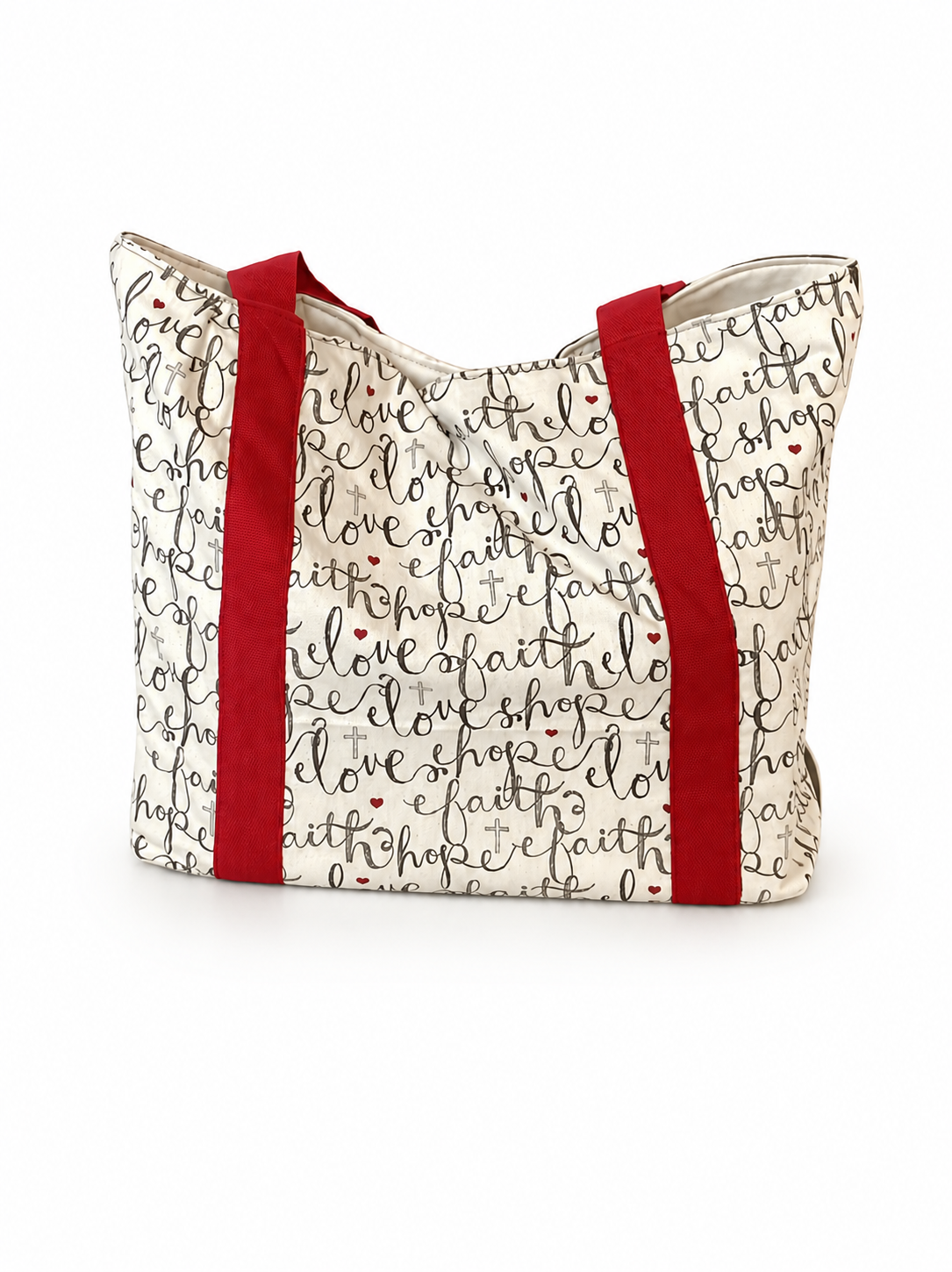 'Love, Hope, Faith' Inspirational Tote Bag