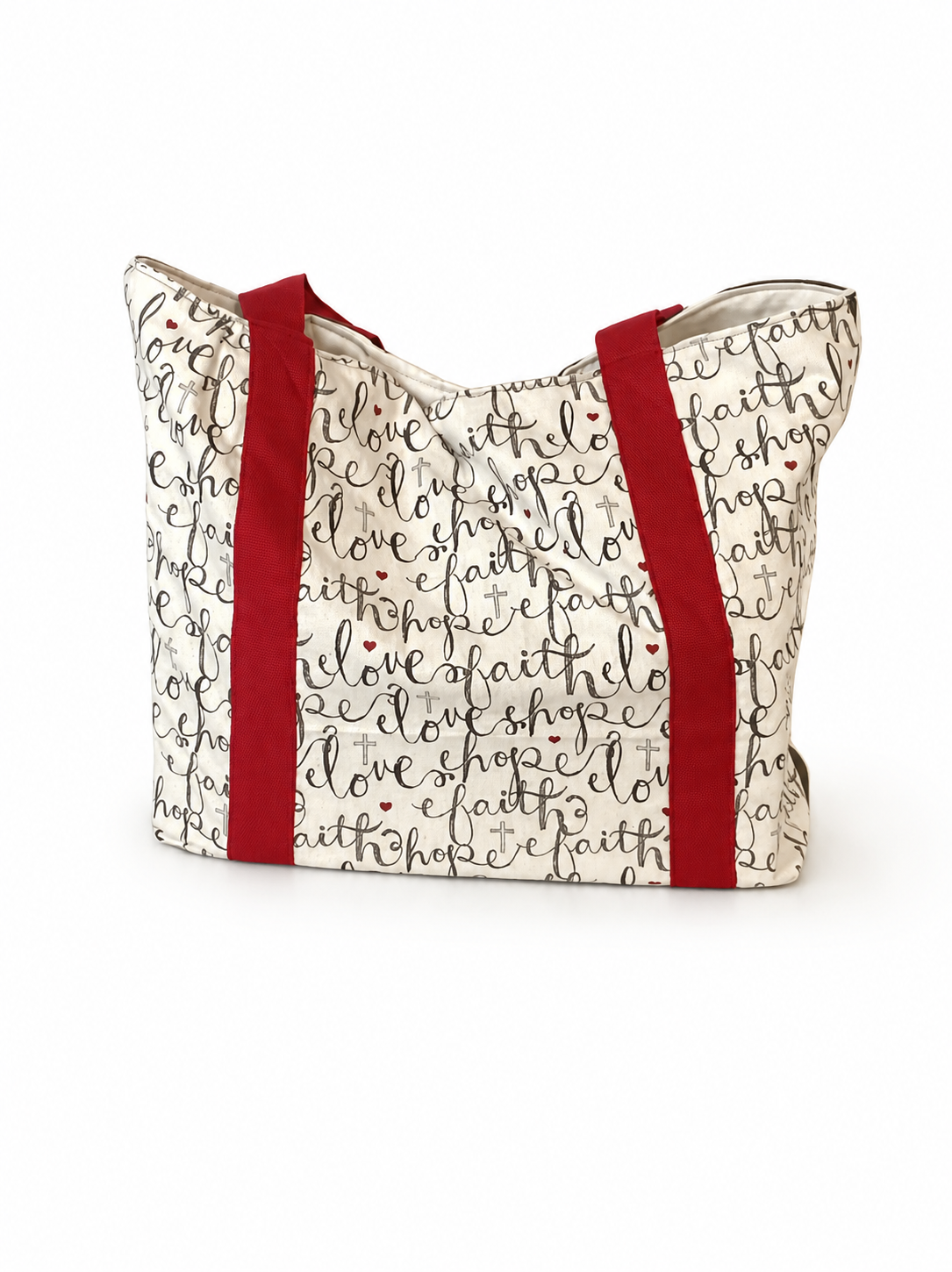'Love, Hope, Faith with Black ' Inspirational Tote Bag