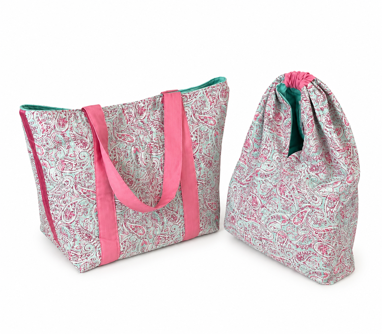 Pink Paisley Tote & Hobo Bag Set