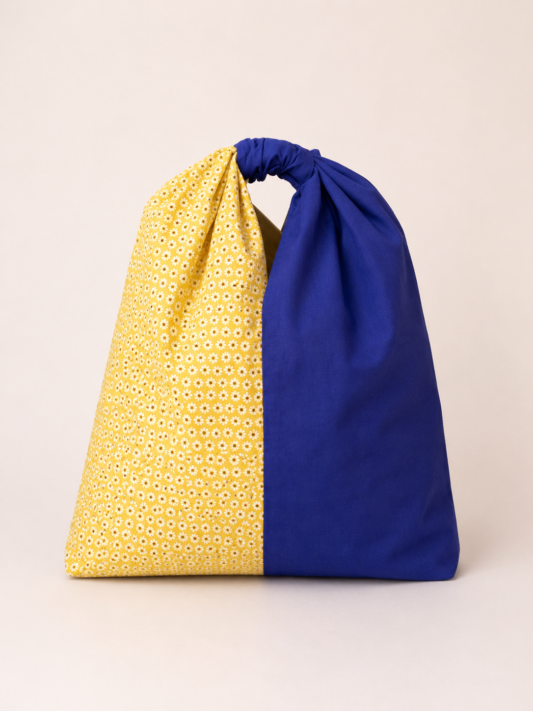 Elegant Yellow & Blue Floral Hobo Bag