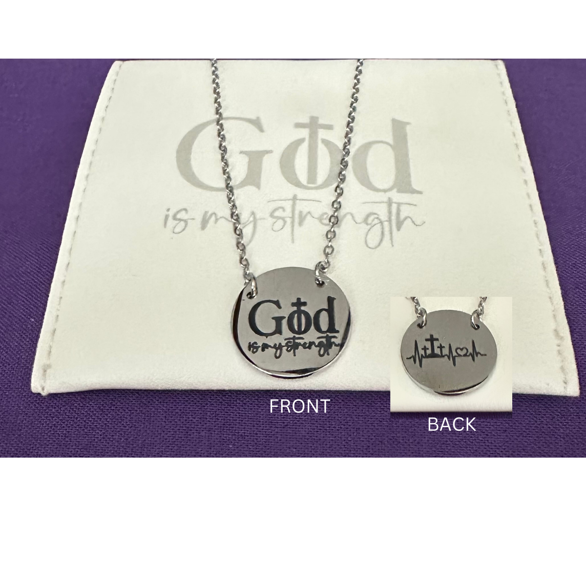 Engraved Faith Necklace – “God Is My Strength”