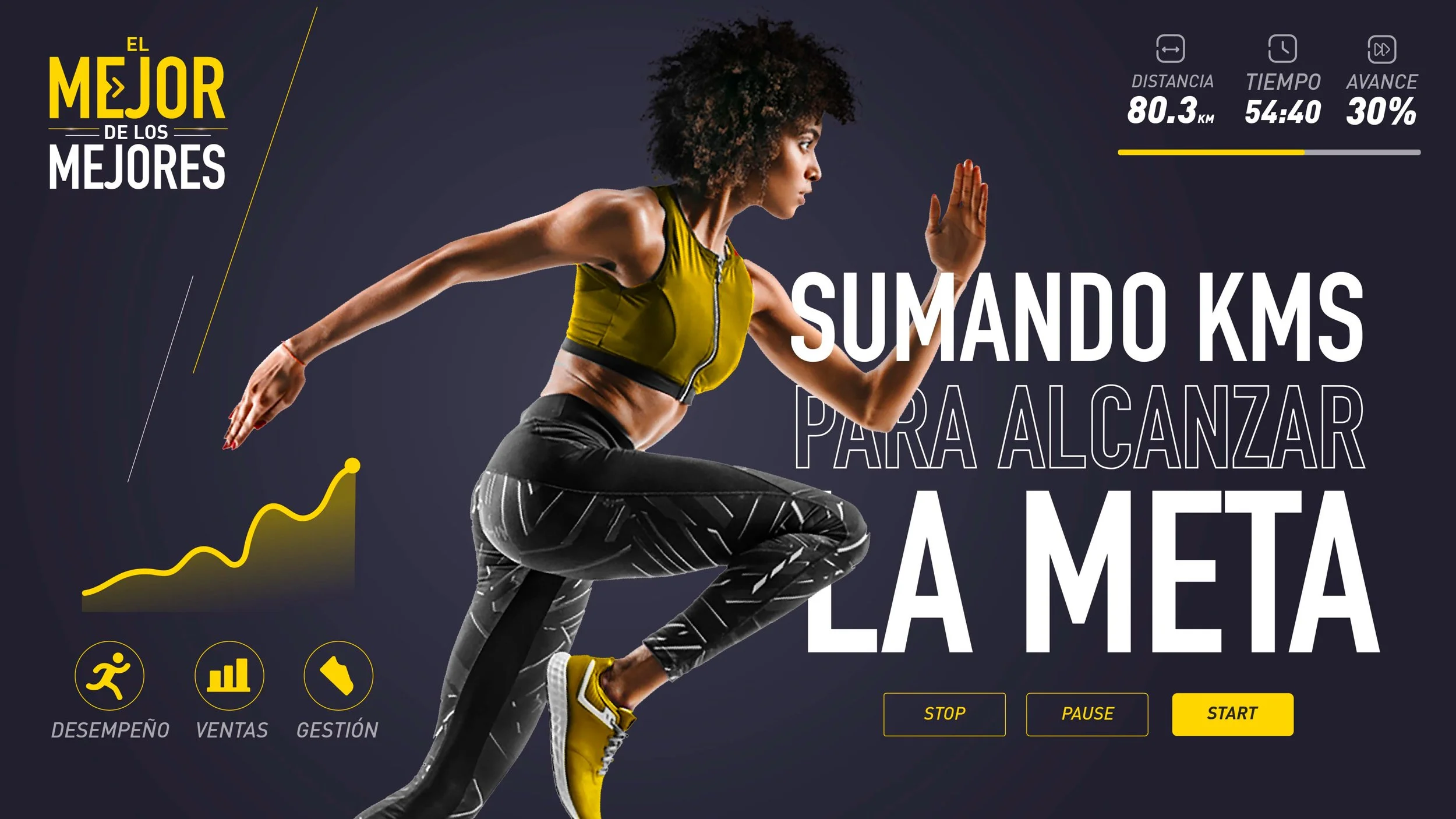 El reto era proponer un concepto y gráfica bajo la cual girara un evento interno para premiar la fuerza de ventas de la compañía. 

Propuse un concepto que se alineara con una tendencia como el running que permitiera desplegar la comunicación desde d