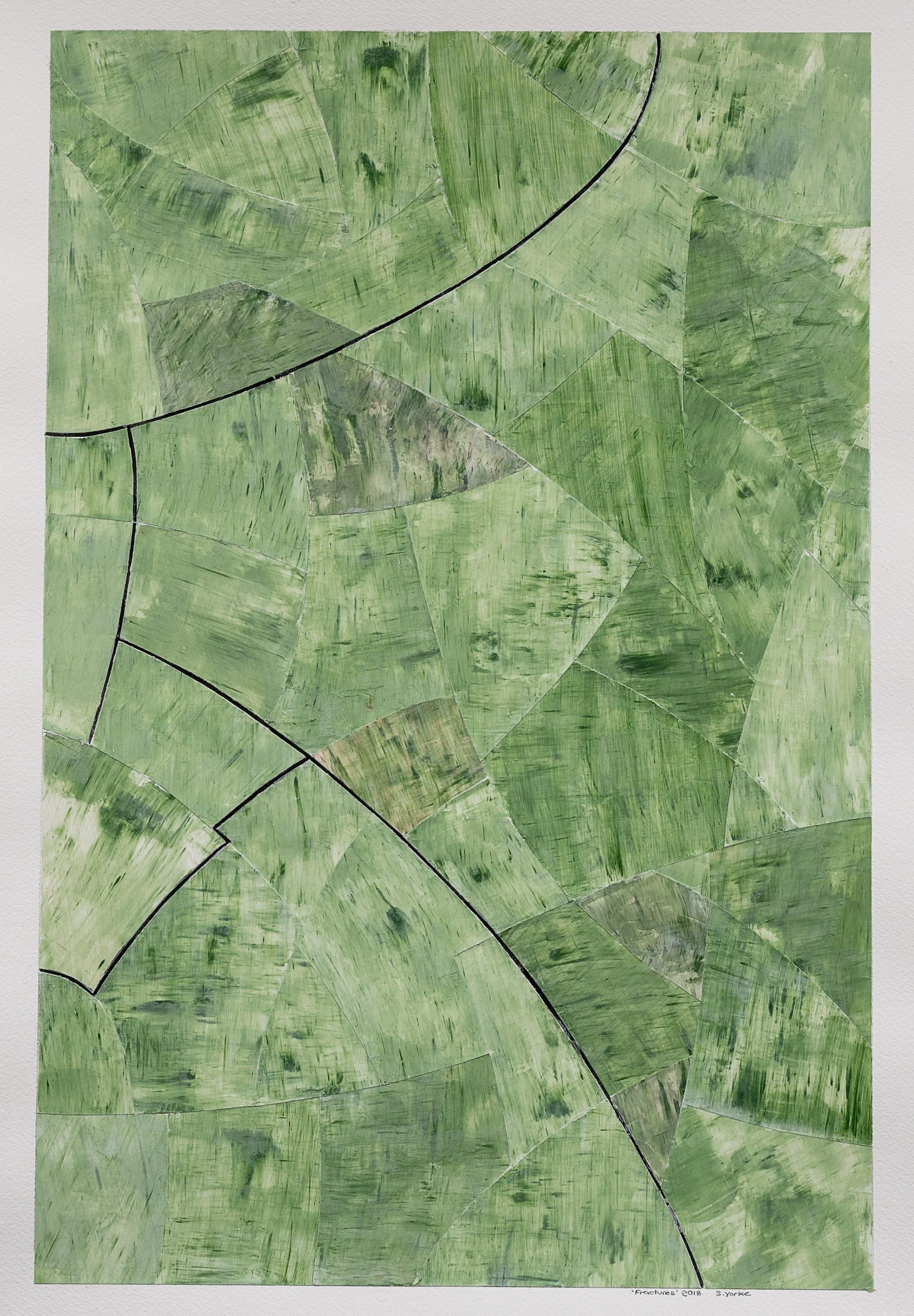  Fractures ,
51 x 33.5 cm,
acrylic and chalk on Arche paper, 
59.5 x 42 cm framed