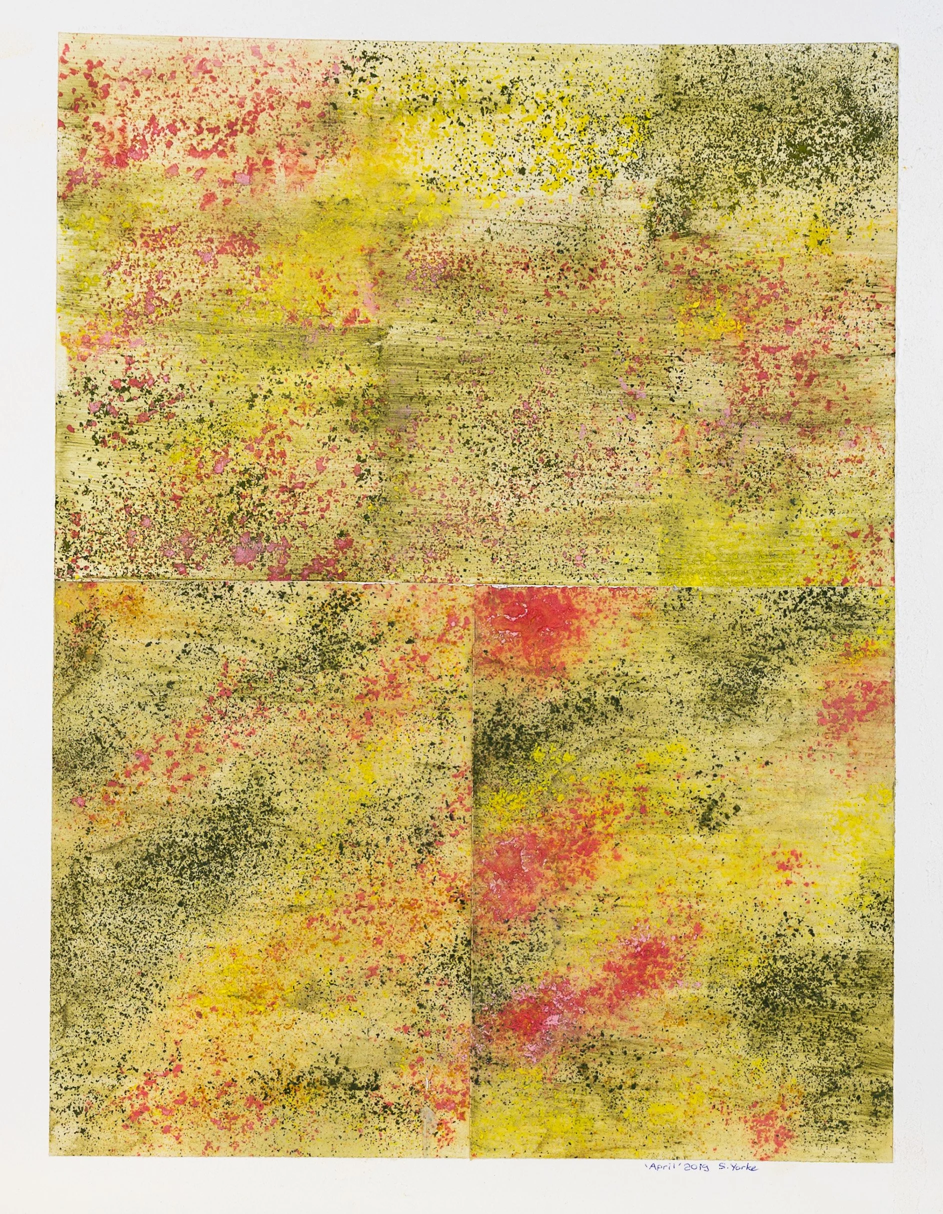  April ,
30.5 x 23 cm,
acrylic and chalk on art paper, 
35.5 x 28 cm framed