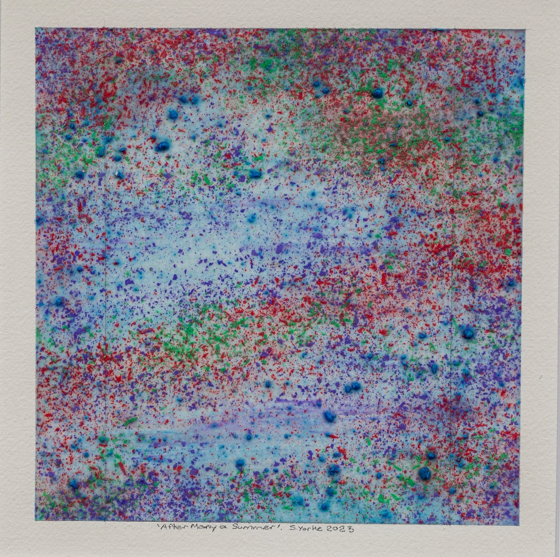  After Many a Summer ,
17 x 16.5 cm,
acrylic on art paper,
conservation framing with uv Perspex, 
35.5 x 35 cm framed