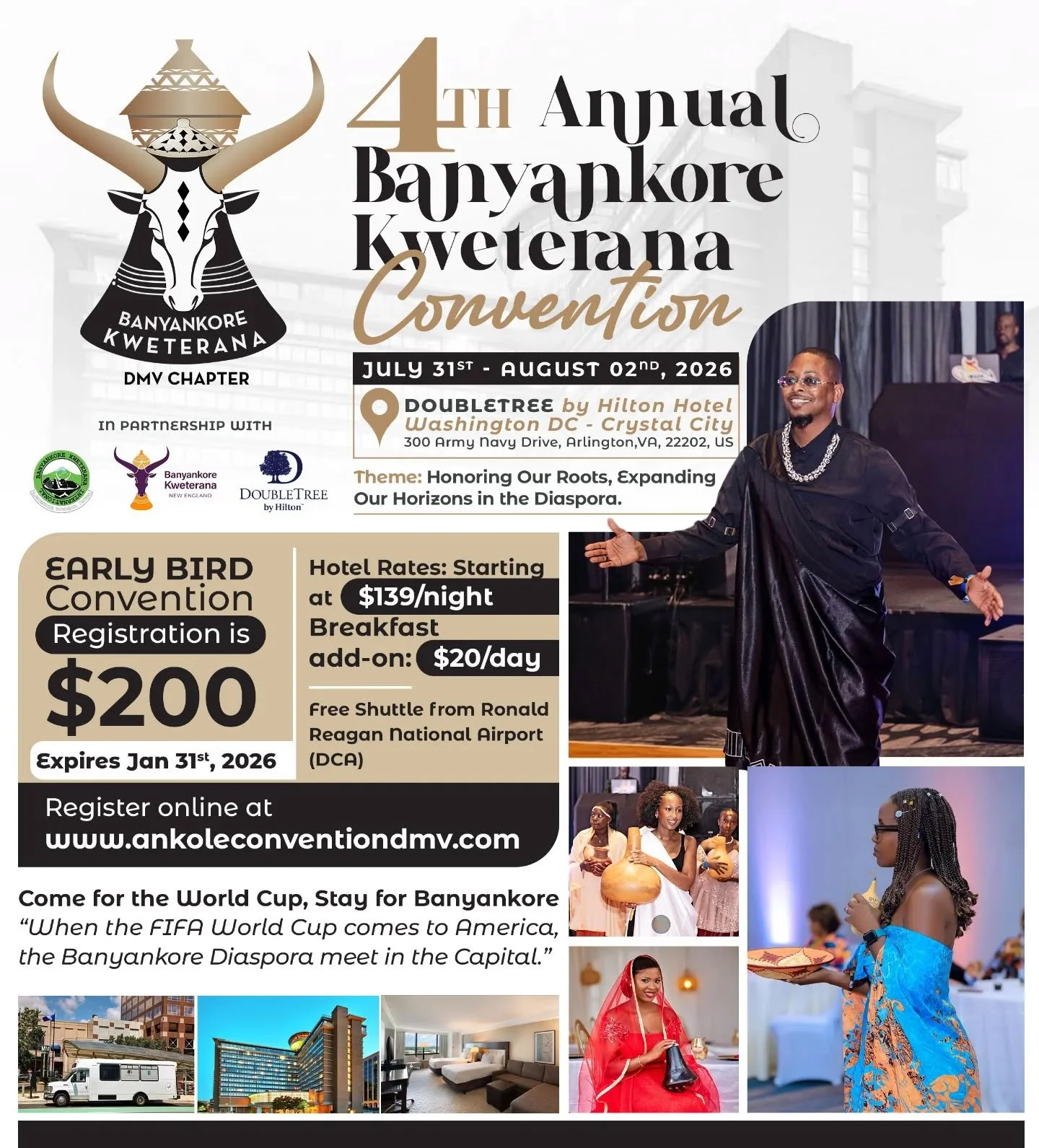 The DMV Chapter of Banyankore Kweterana International is happy to present to you the 4th Annual BKI Convention, happening from July 31st - August 02, 2026 at the Double Tree by Hilton Hotel Washington DC - Crystal City. Don't miss the forums, enterta