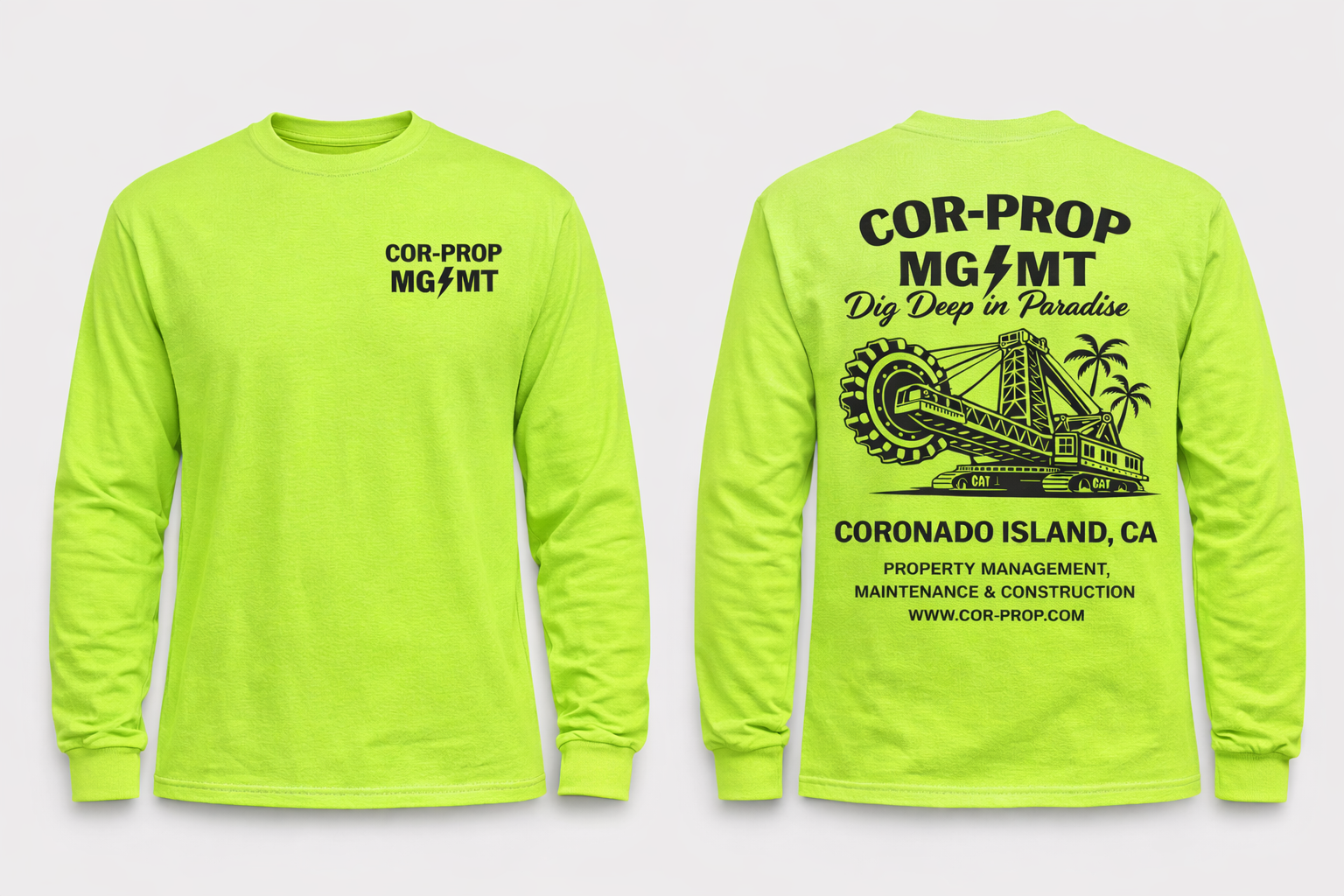 Cor-Prop Green Work Shirt (Coronado Bagger) Front and Back.PNG