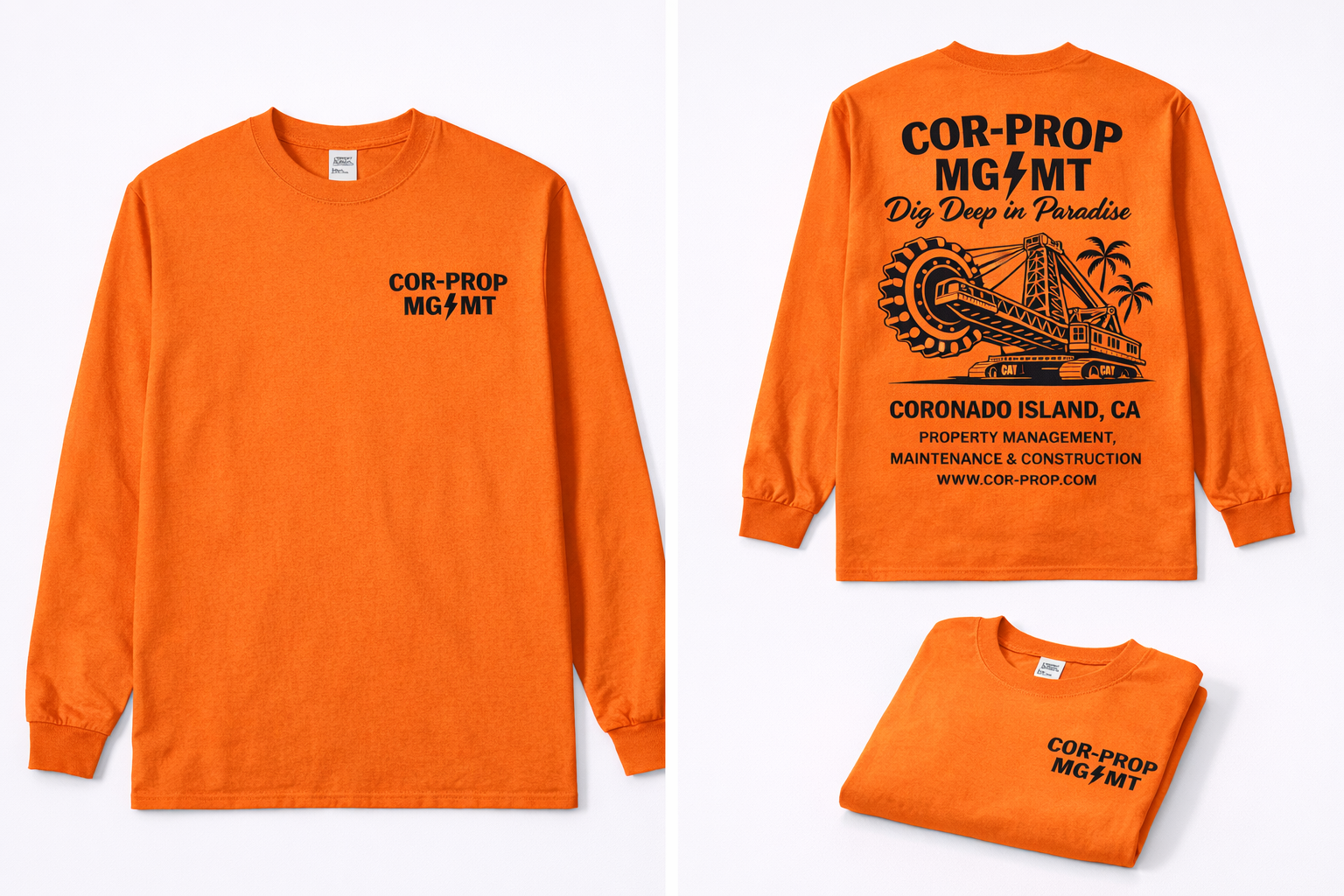 Cor-Prop Orange Work Shirt (Coronado Bagger) Front and Back.PNG