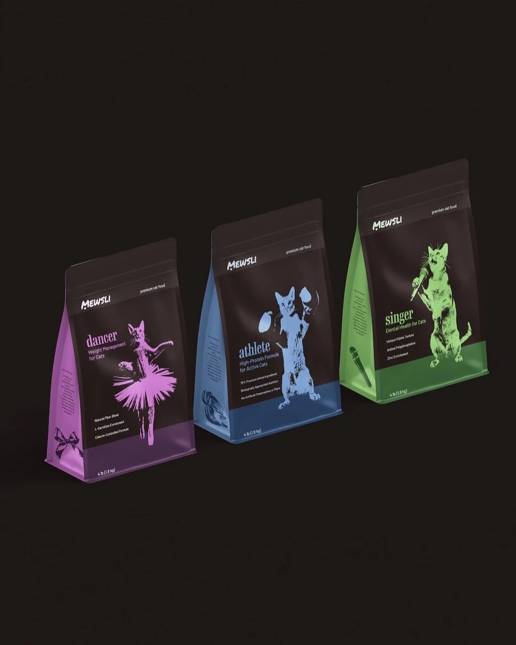 what&rsquo;s your cat&rsquo;s job? 
packaging design &amp; brand concept for premium cat food
