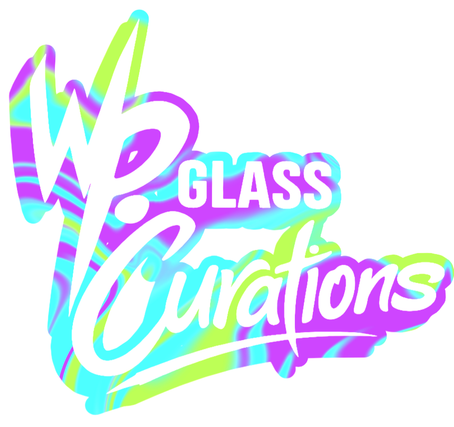 Colorful logo with the text 'Glass Outlaws' in stylized black and purple fonts, featuring neon-like outlines and a vibrant, multicolored background.