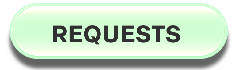 Green button with black border and the word REQUESTS in black capital letters.