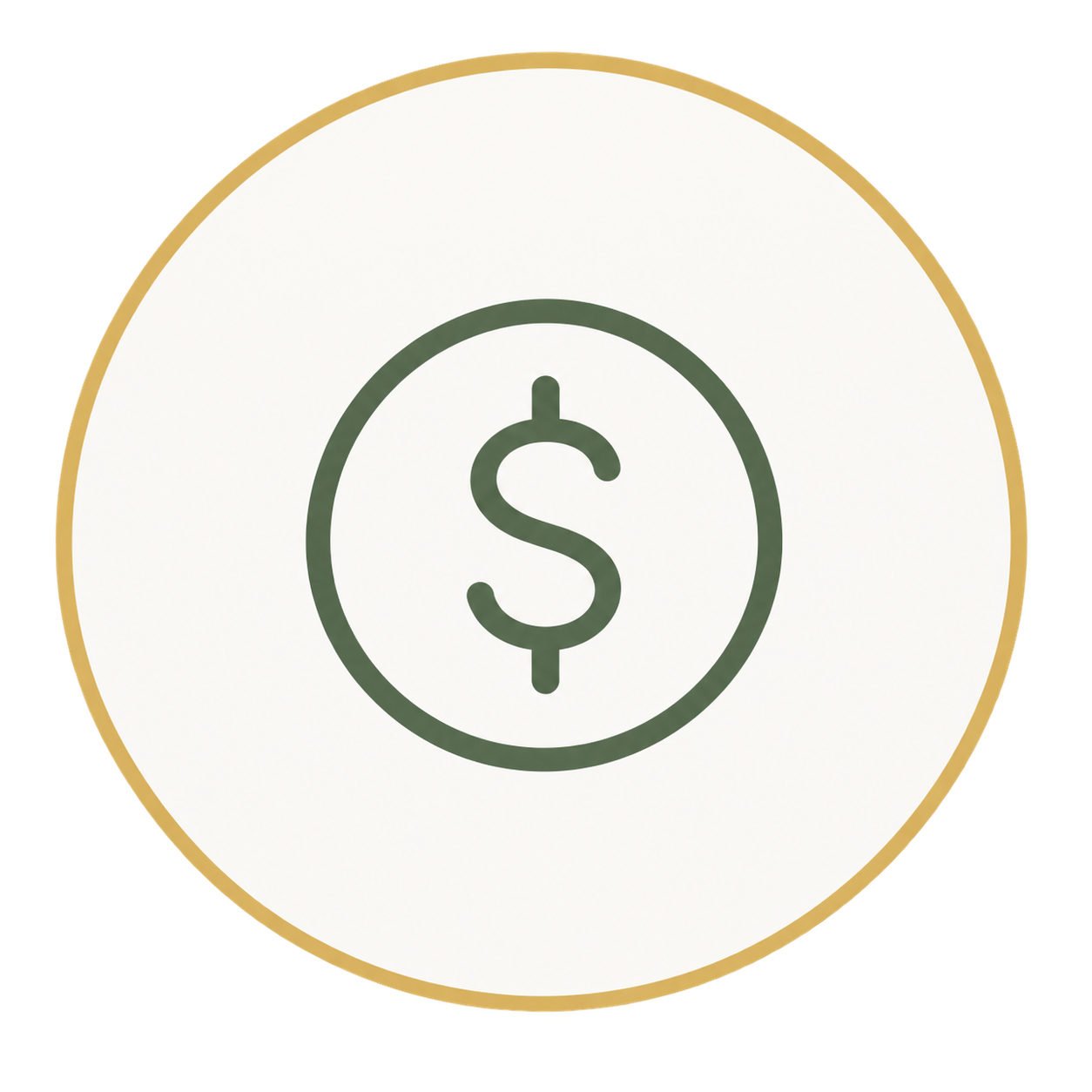 Illustration of a coin with a dollar sign in the center.