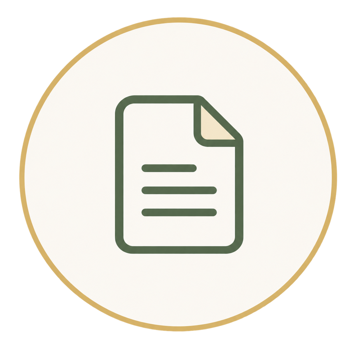 Icon of a document with three lines of text.