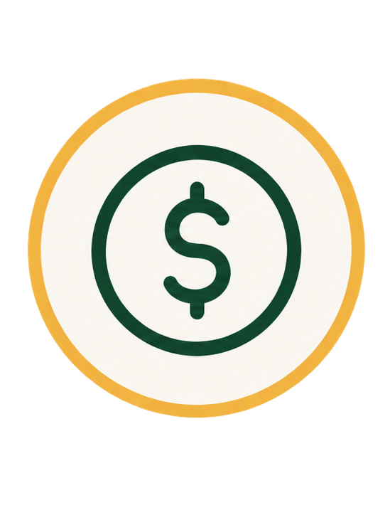 A coin with a dollar sign in the center.