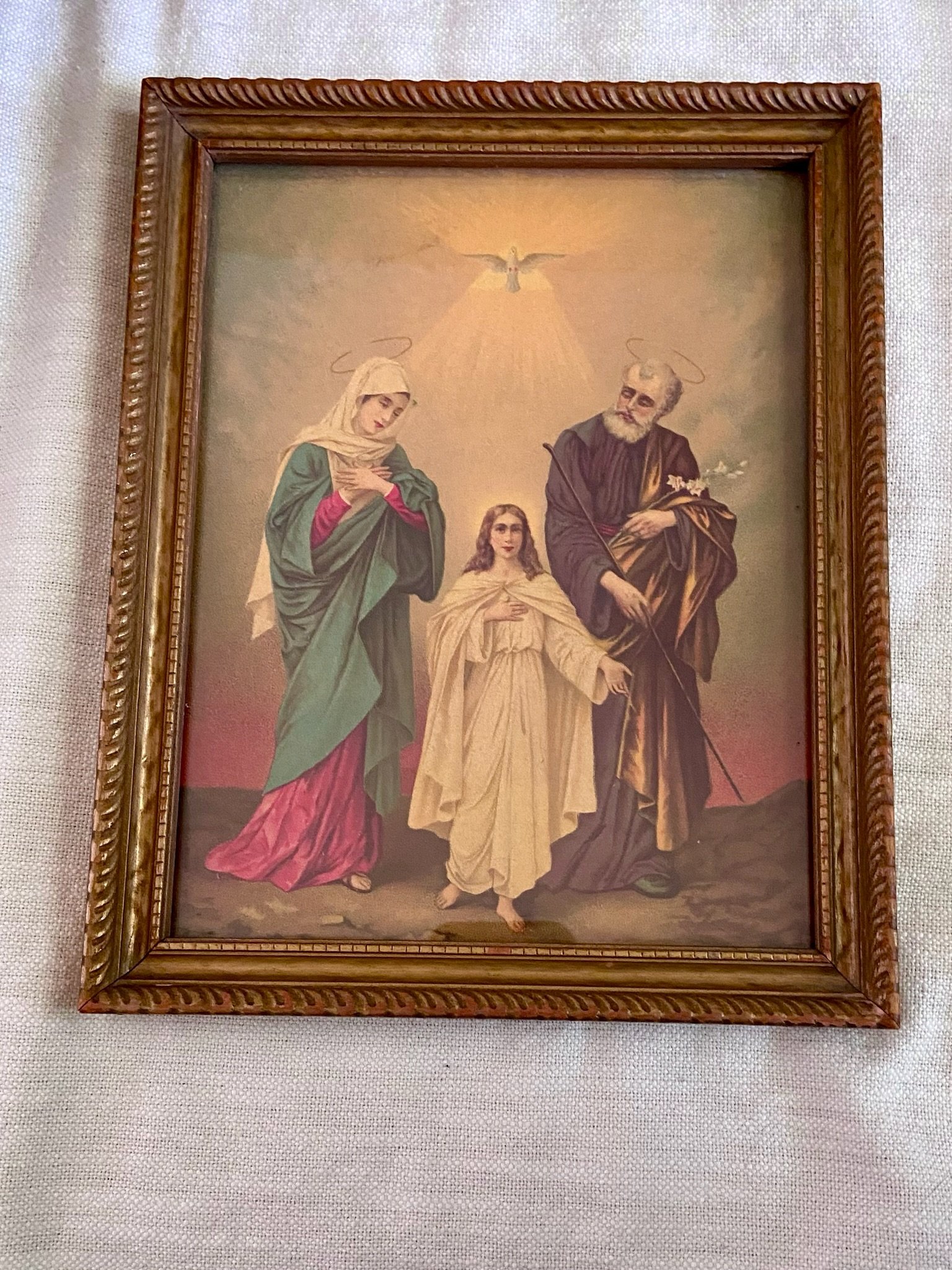 Framed Antique Holy Family Chromolithograph