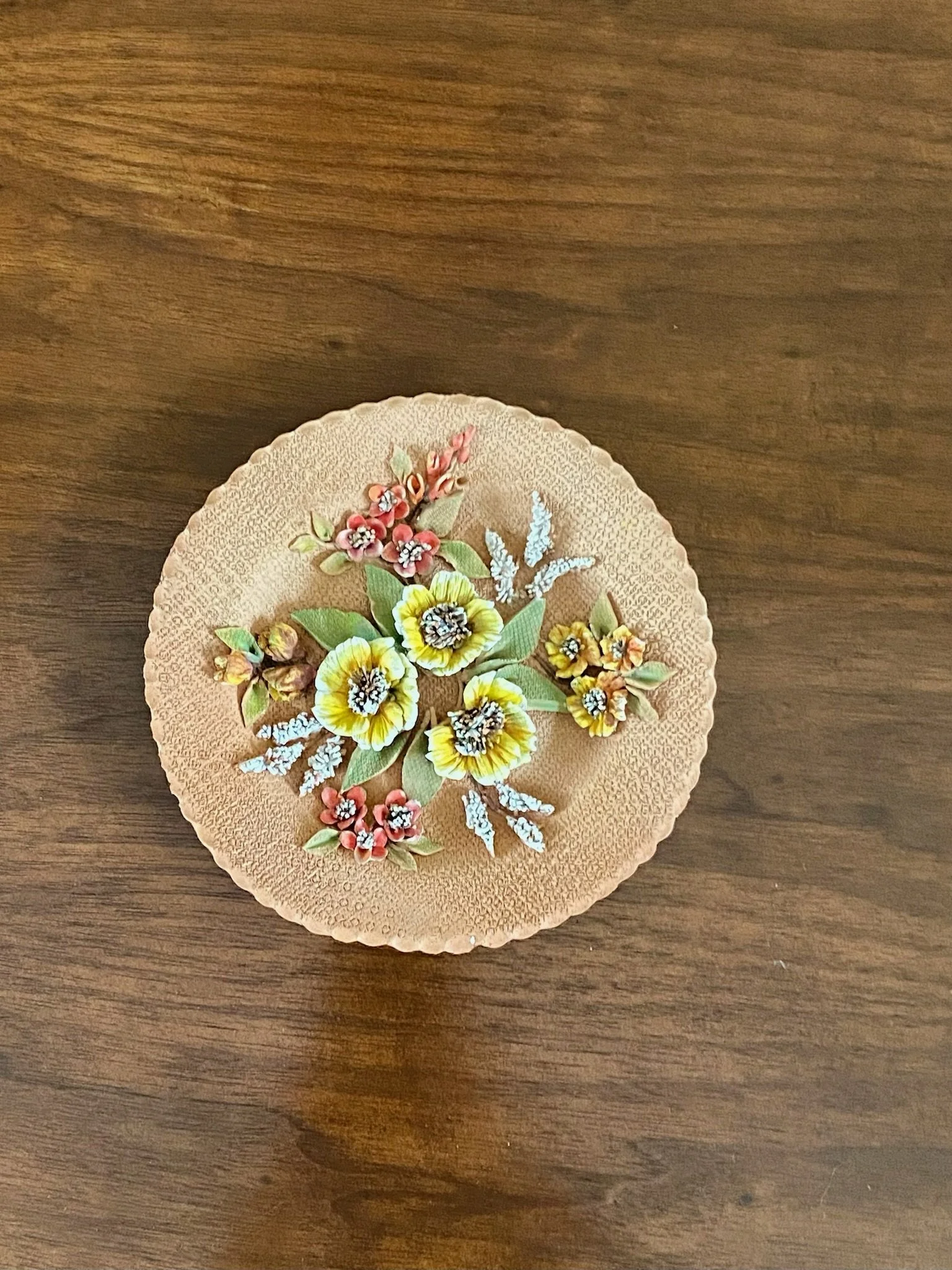 Handmade Floral Clay Majolica Plate