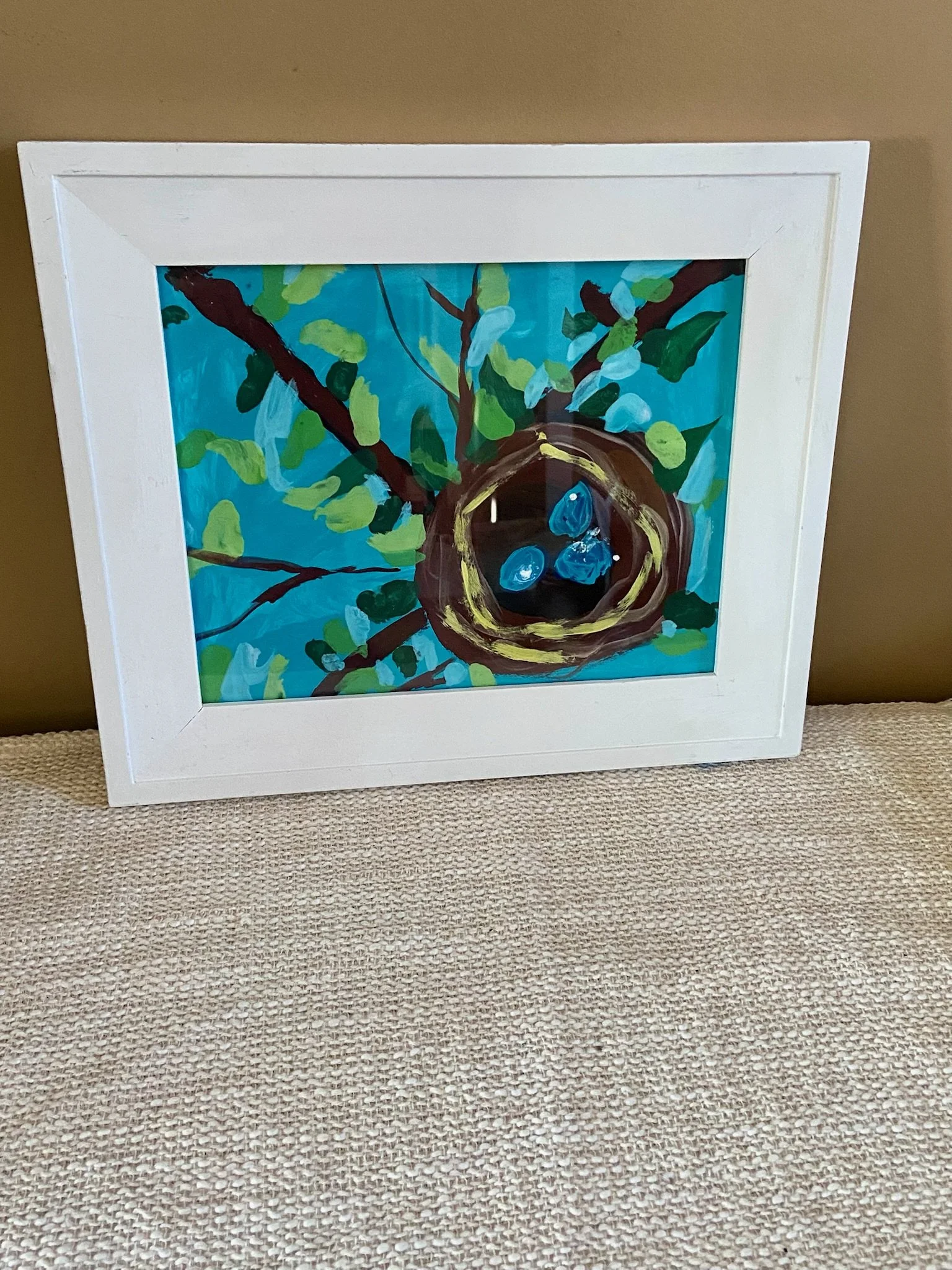 Charming Framed Robin's Nest Art