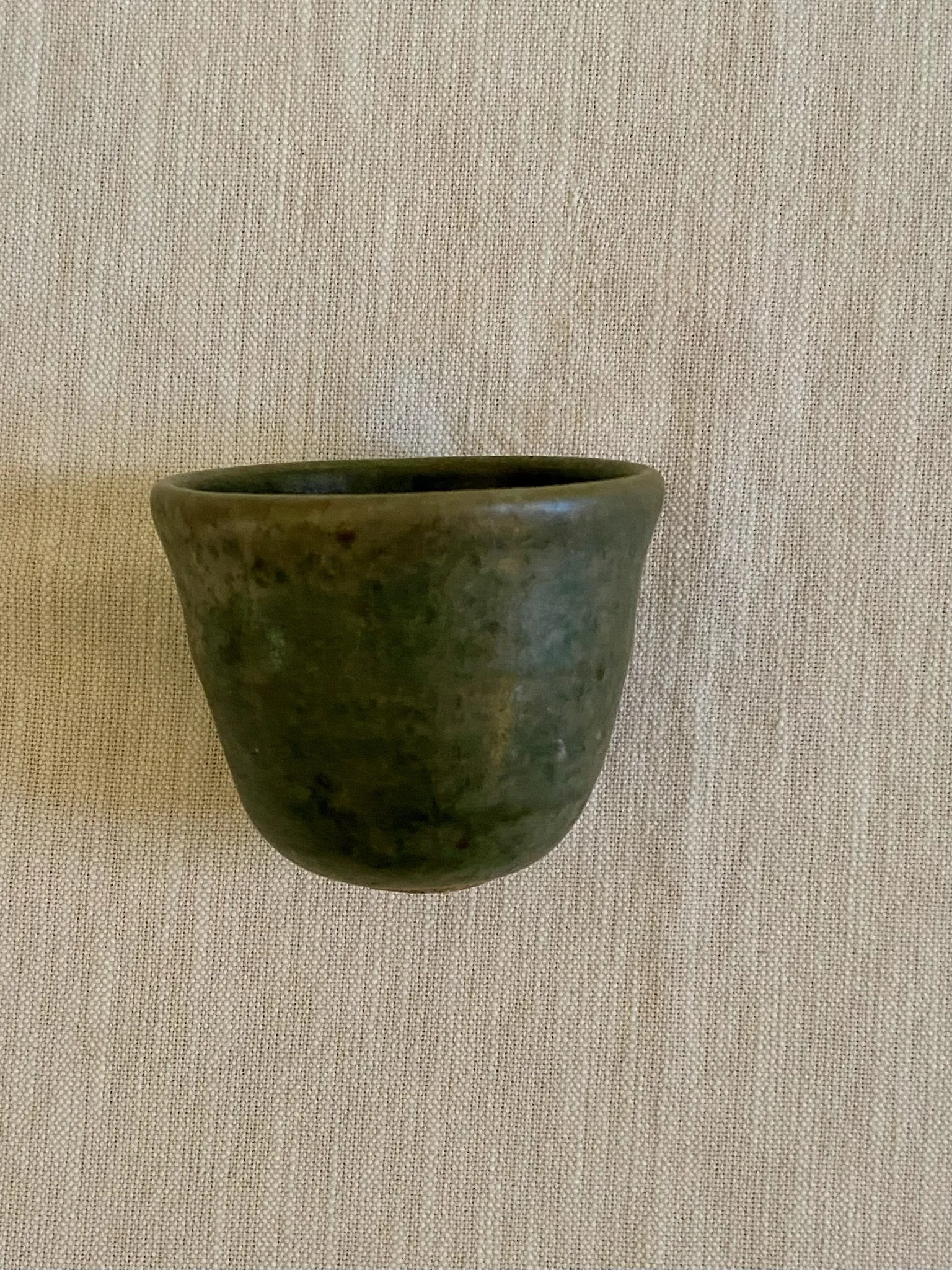 Handthrown Mottled Green Studio Pottery Cup