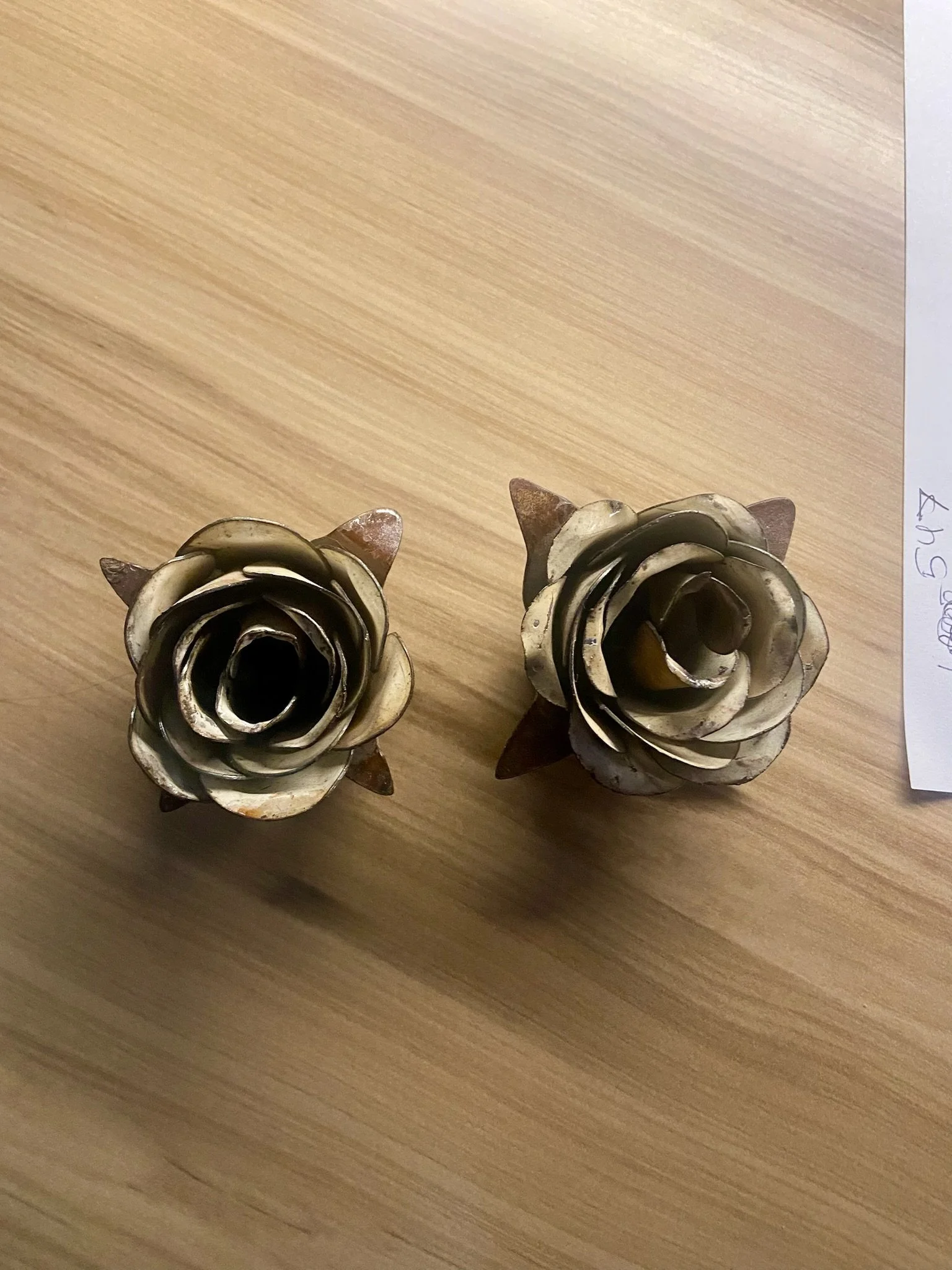 Forged Metal Rose Blooms - Set of 2