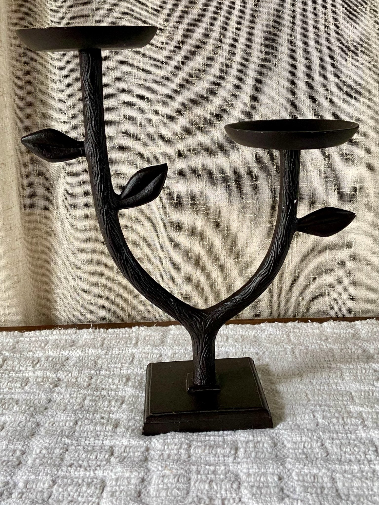 Enchanted Cast Iron Botanical Tiered Candle Holder