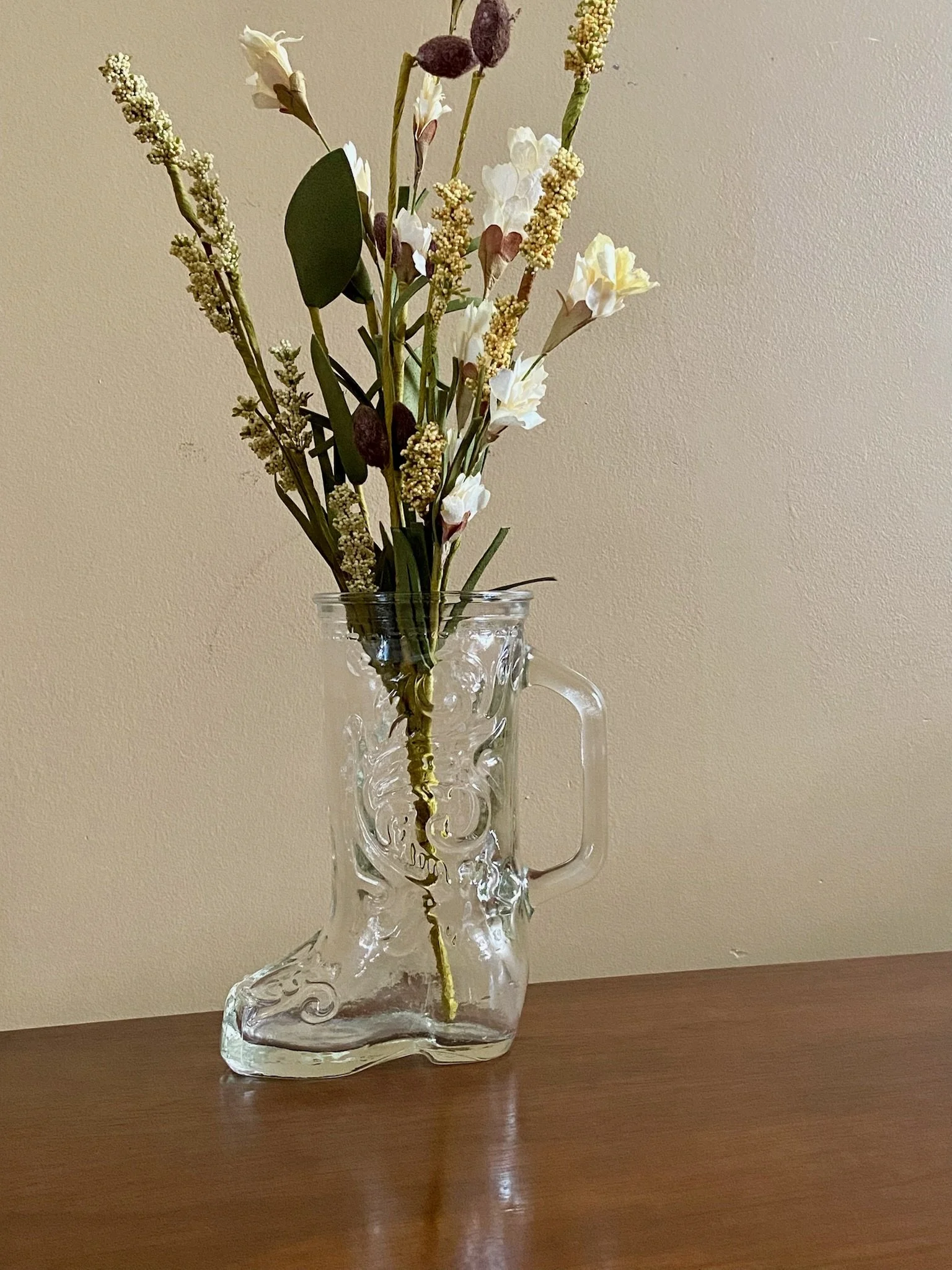 Vintage Glass Cowboy Boot Mug