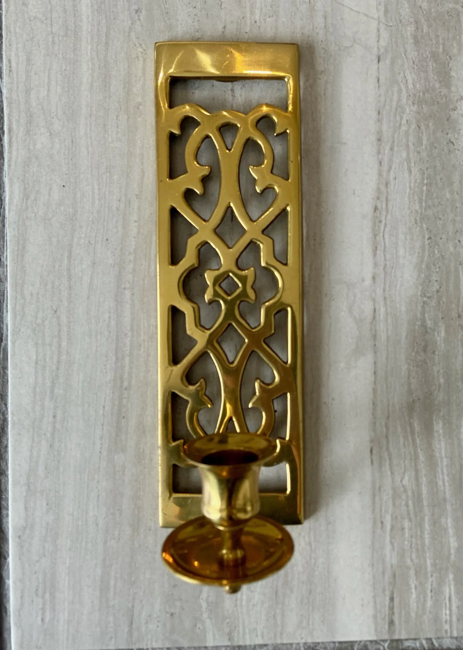Elegant Brass Filigree Candle Sconce