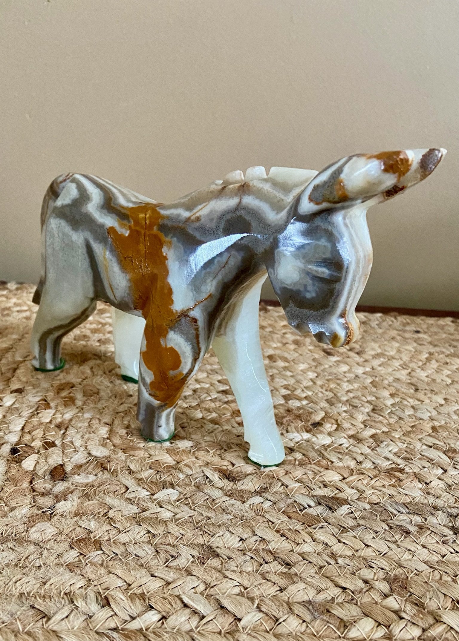 Artisanal Alabaster Burro Sculpture - 6 Inch