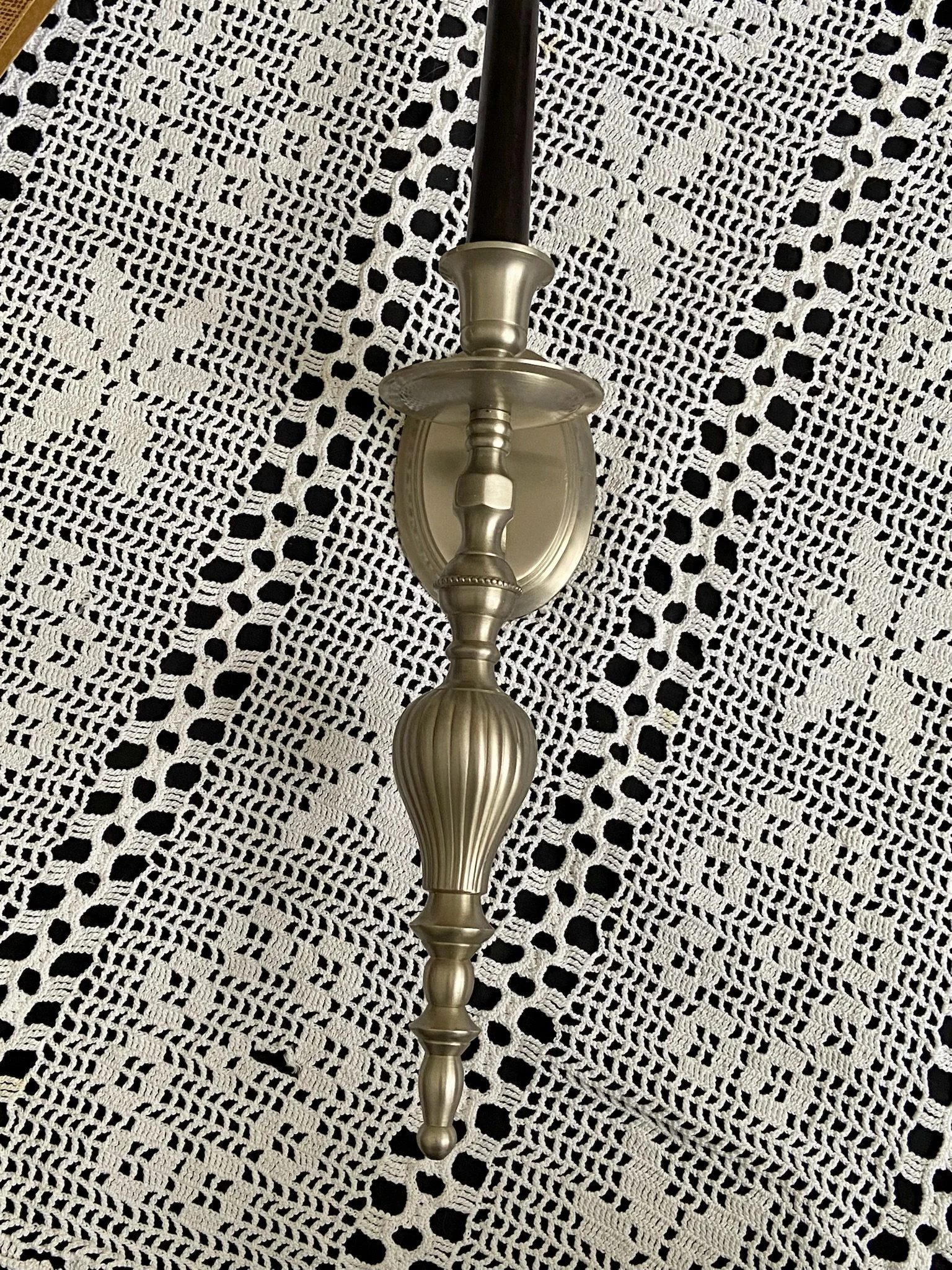 Vintage Pewter Candle Wall Sconce