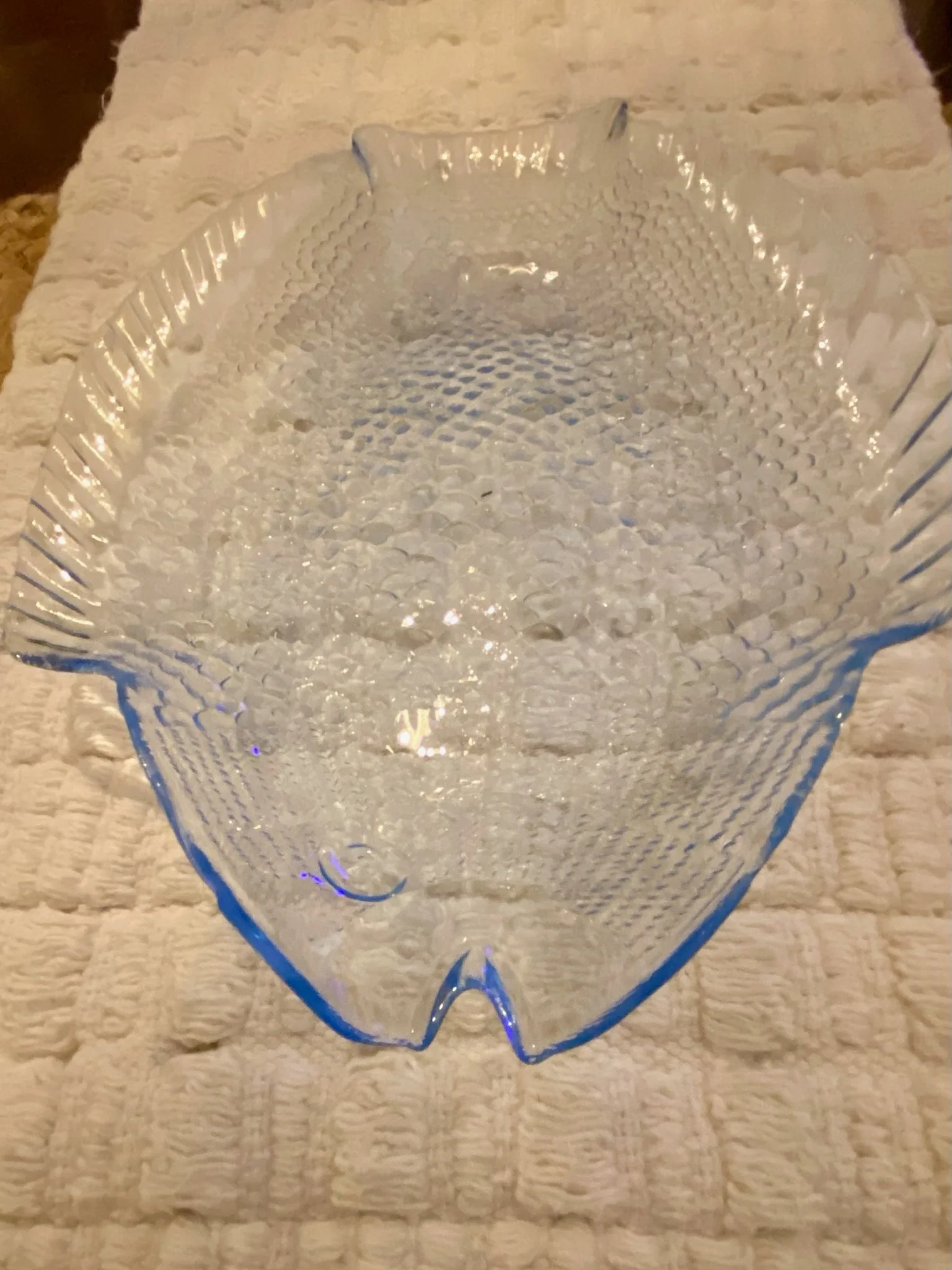 Pasabahce Sky Blue Fish Glass Serving Plate